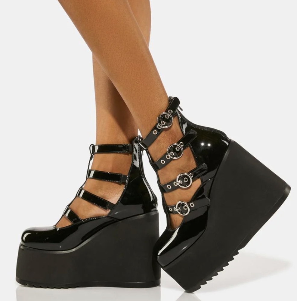 Lamoda loaded platform wedges Black Strappy Shoes
